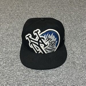 New Era 59FIFTY Fitted Baseball Cap Black New York Mets MLB Size 7‎ 1/4